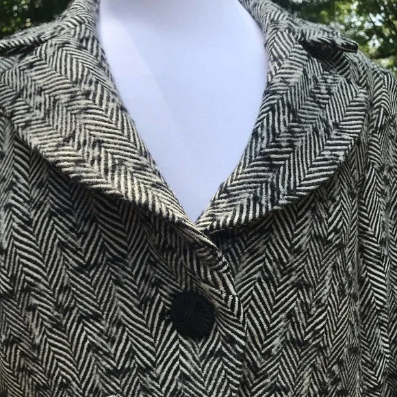 Womens J'Envie Black/Gray Striped Wool 3/4 Sleeve - Picture 7 of 9